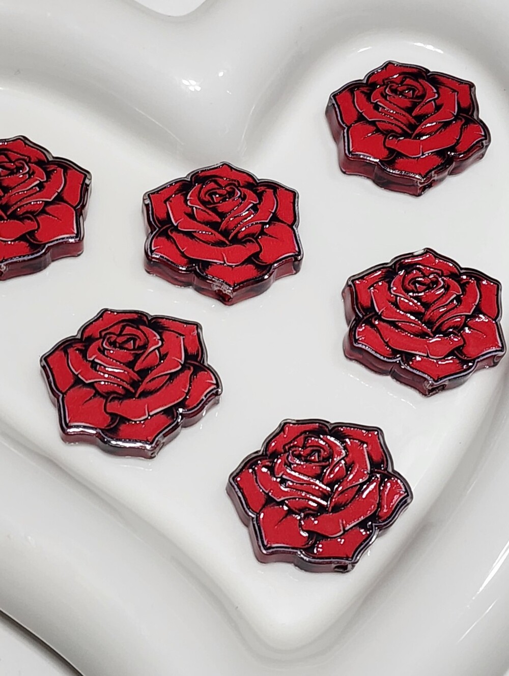 Rose Beads 2 Pcs Focal Beads Jewelry Making Beaded Pen Charms Crafts EarringsL
